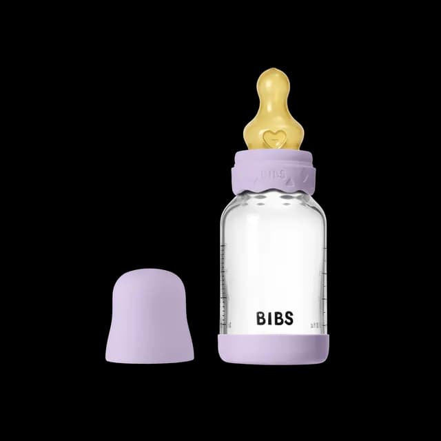 BIBS Glass Boheme Baby Bottle Round Latex Slow Flow Violet Sky 120 ml