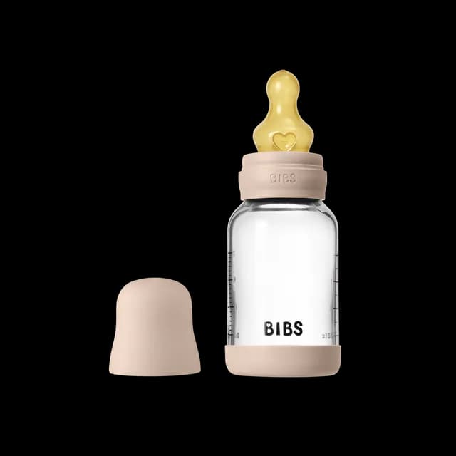 BIBS Glass Baby Bottle Round Latex Slow Flow Blush 120 ml