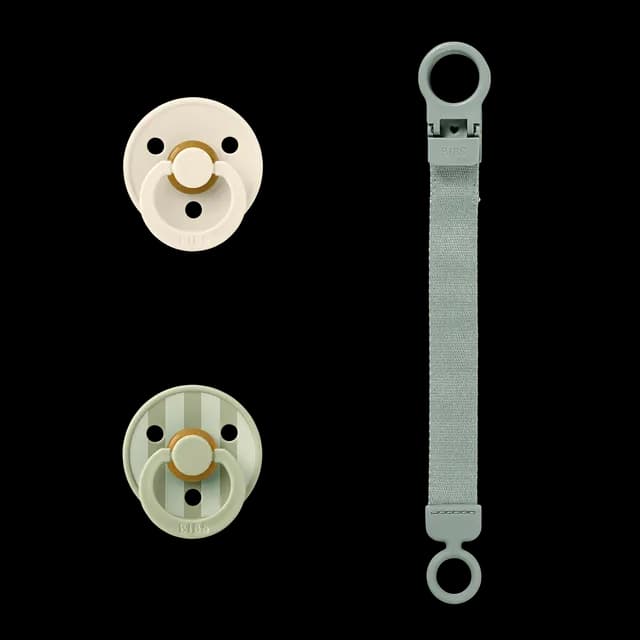 BIBS Colour Pacifier & Loop Clip Gift Set Latex Size 1 Sage