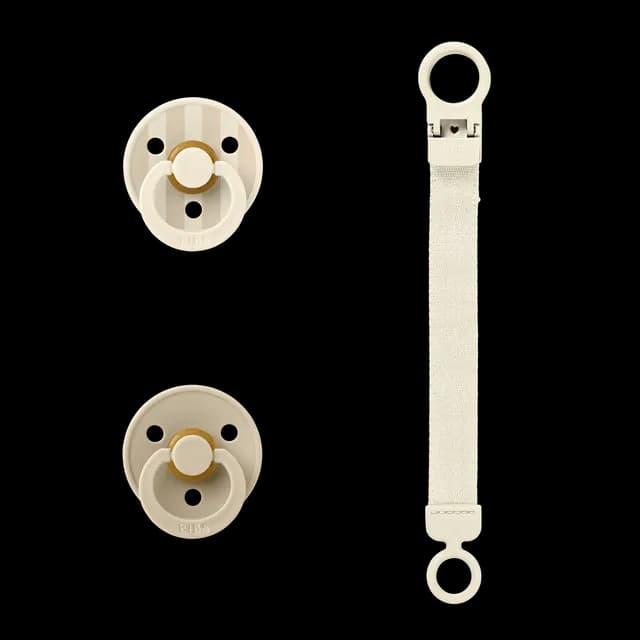 BIBS Colour Pacifier & Loop Clip Gift Set Latex Size 1 Ivory