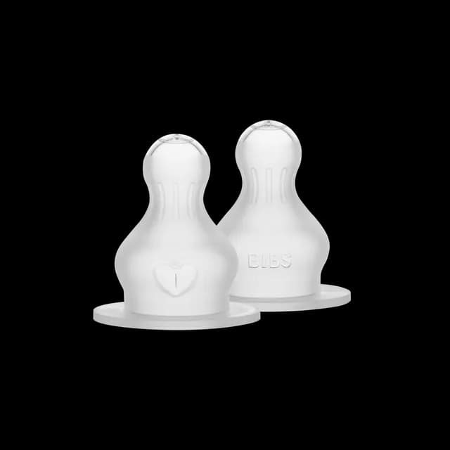 BIBS Baby Bottle Nipple Round Silicone Thick Flow 2-pack