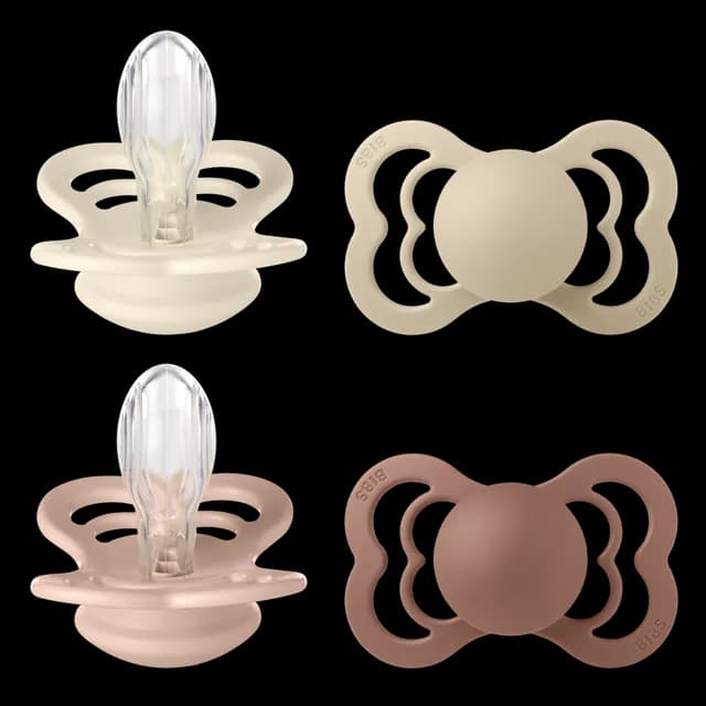 BIBS Supreme Silicone Size 2 Ivory/Vanilla/Blush/Woodchuck 4-pack