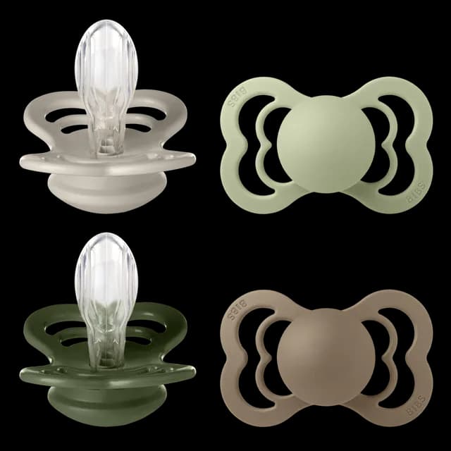 BIBS Supreme Silicone Size 2 Sand/Sage/Hunter green/Dark Oak 4-pack