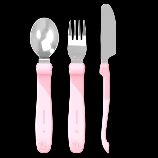 Twistshake Äta Själv-Bestick Stainless Steel 12+m Pastell Rosa