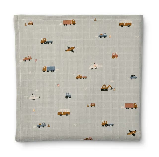 LIEWOOD Ben Muslinfilt Vehicles Dove Blue 110x110cm