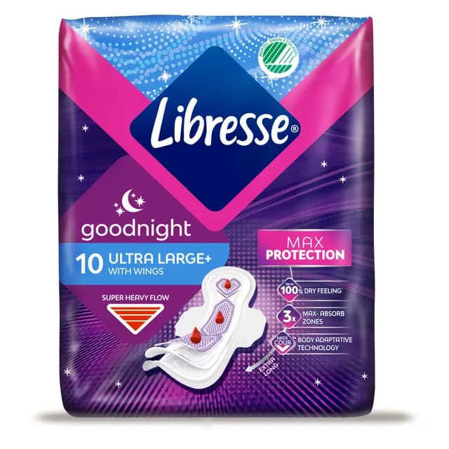 Libresse Nattbinda Ultra+ med vingar 10 st