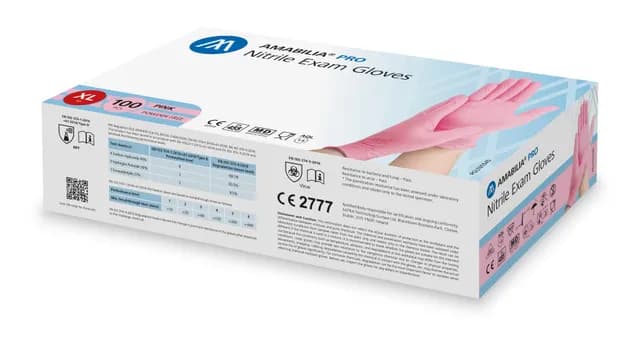 Amabilia Pro Nitrilhandskar Rosa XL 100 st