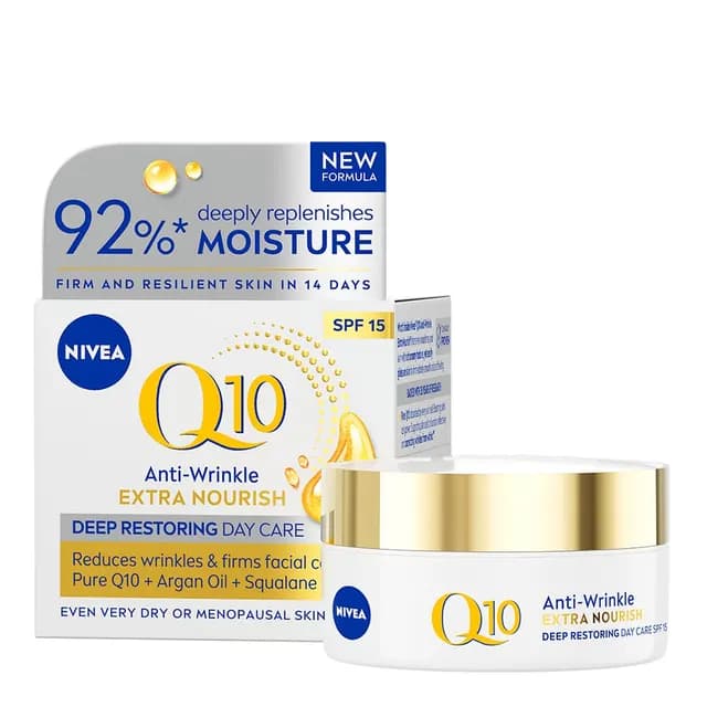 NIVEA Dagkräm Q10 Anti-Wrinkle Extra Nourish Day Cream SPF15 50 ml