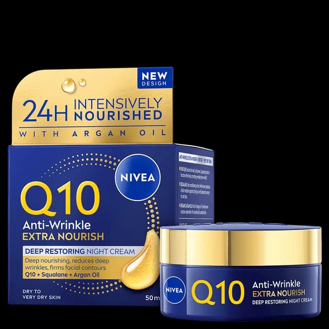 NIVEA Nattkräm Q10 Anti-Wrinkle Extra Nourish Night Cream 50 ml