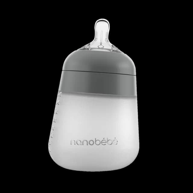 Nanobébé Flexy Silikonflaska Anti-kolik Grå 270 ml
