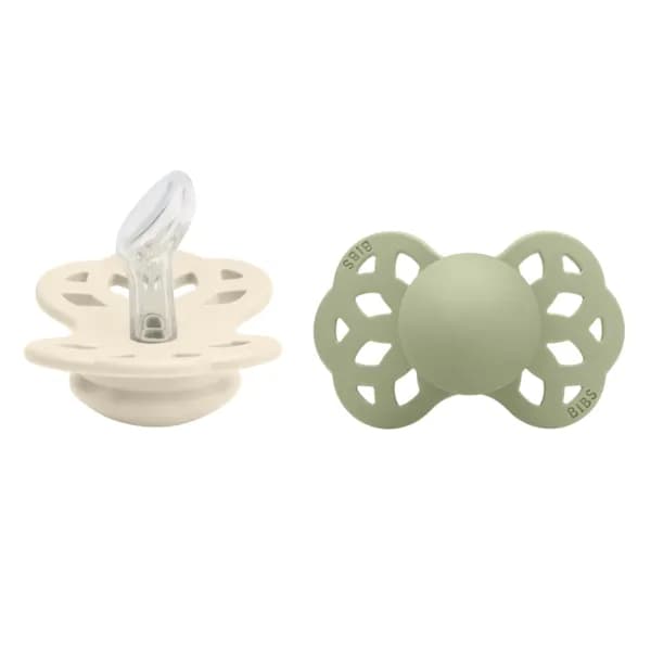 BIBS Infinity Silicone Anatomical Size 1 Ivory/Sage 2-pack
