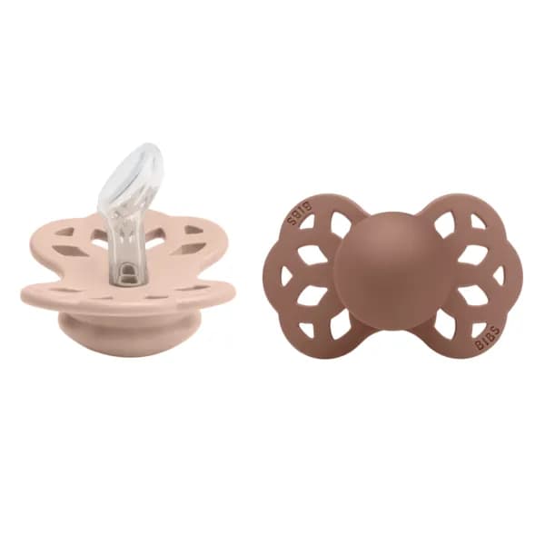 BIBS Infinity Silicone Anatomical Size 1 Blush/Woodchuck 2-pack