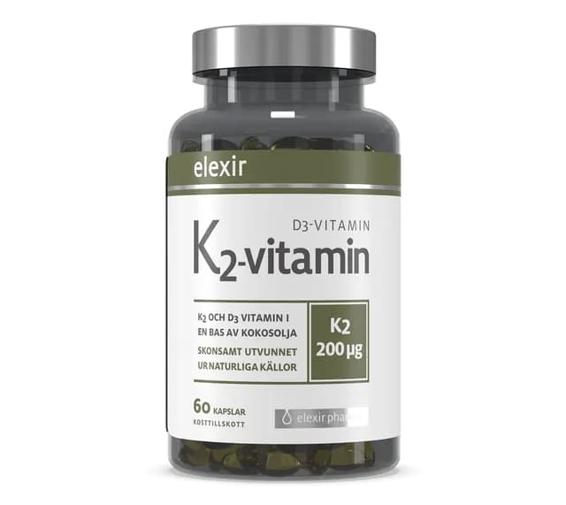 Elexir Pharma K2-vitamin D3-vitamin 60 kapslar