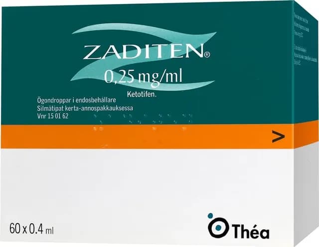 Zaditen, ögondroppar, lösning i endosbehållare 0,25 mg/ml 60 x 0,4 ml
