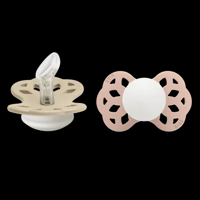 BIBS Infinity Silicone Anatomical Size 1 Vanilla GLOW/Blush GLOW 2-pack