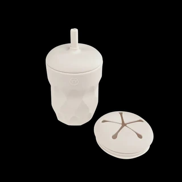 Najell Cup with straw and snack lid Porcelain White