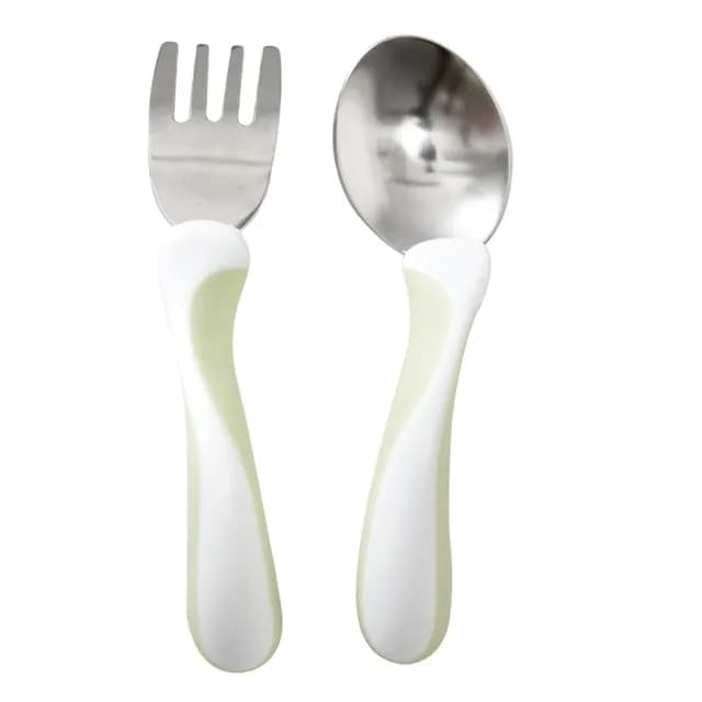 Bambino Starter Sked och Gaffel Mintgrön