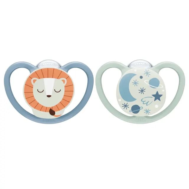 NUK Space Night Silikon 6-18 mån Lion 2 st