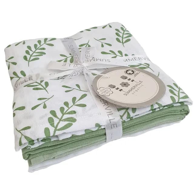 Summerville Muslin Floral Green Eko 4-pack