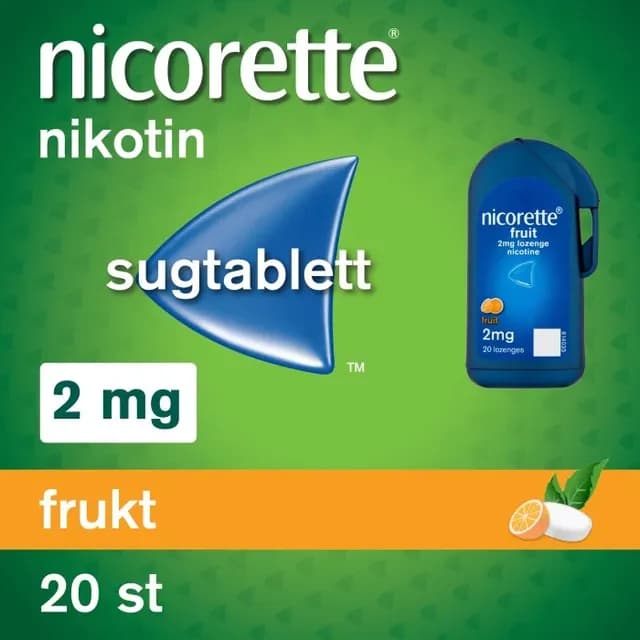 Nicorette Frukt 2 mg 20 tabletter Komprimerad sugtablett