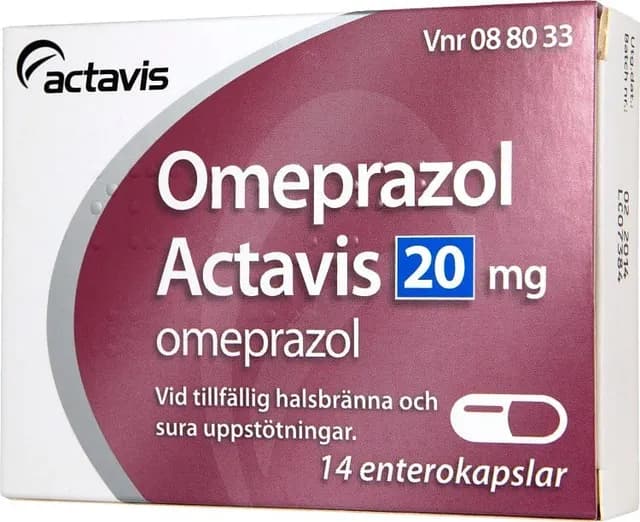 Omeprazol Actavis, enterokapsel, hård 20 mg 14 st