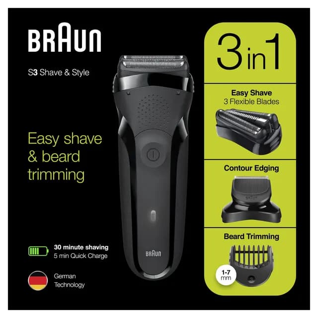 Braun Series 3 Rakapparat Black 300BT