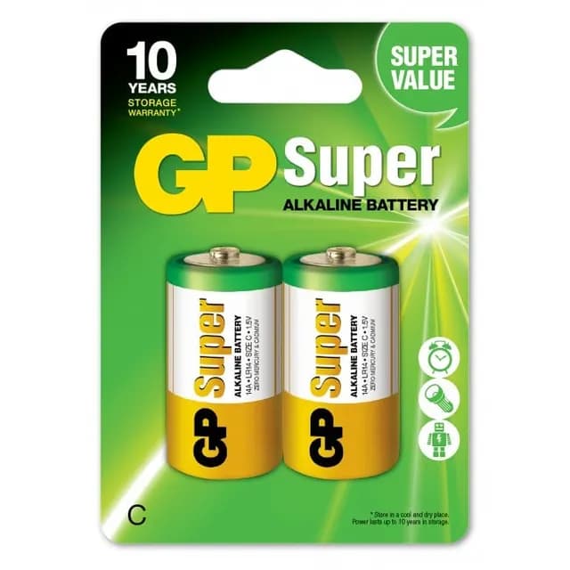GP Batteries Super Alkaline C-batteri 14A/LR14 2-pack