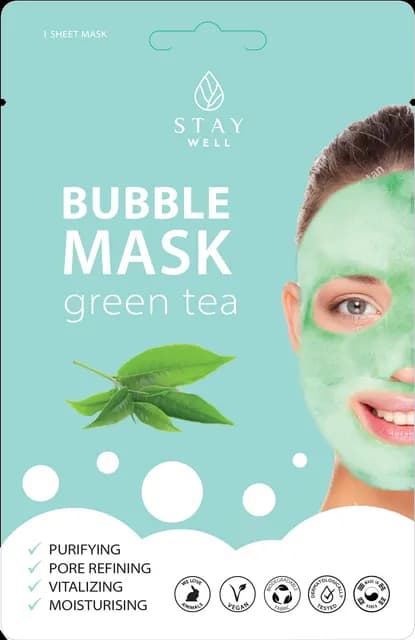 STAY Well Vegan O2 Purifying Bubble Mask Green Tea 20 g