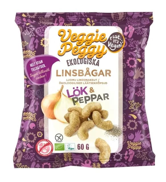 Veggie Peggy Linsbågar Lök & Peppar 60 g