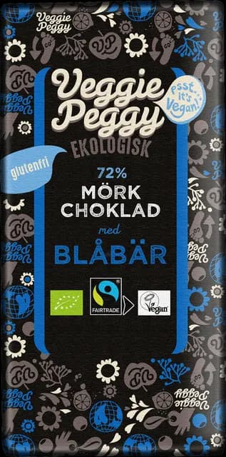 Veggie Peggy Mörk Choklad Blåbär 85 g