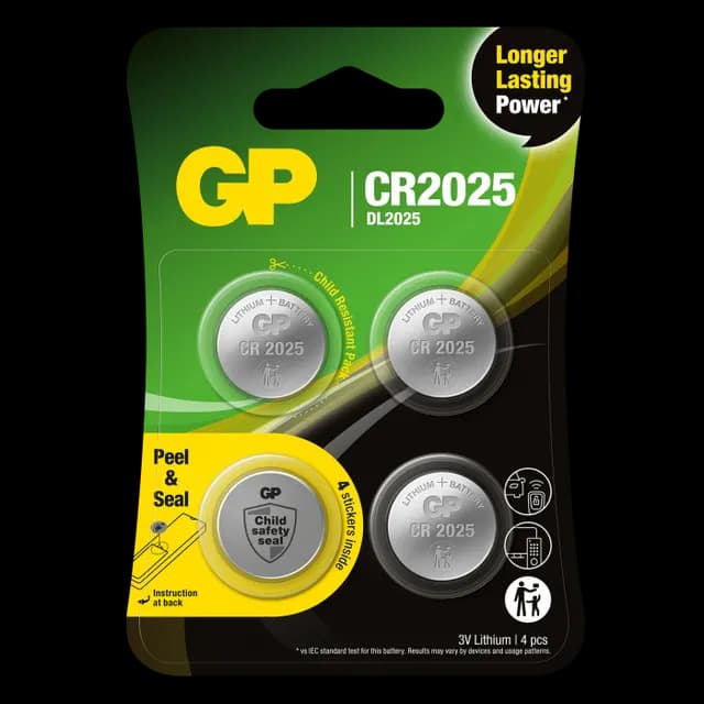 GP Batteries knappcell Litium CR2025 4-pack