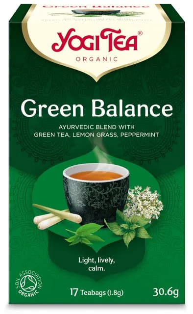 YogiTea  Ayuvediskt Ekologiskt Grönt te med aromatisk kombucha 17 tepåsar