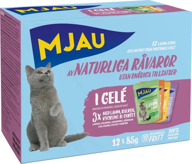 Mjau Pouch Multipack Köttsmaker i Gelé 12x85 g