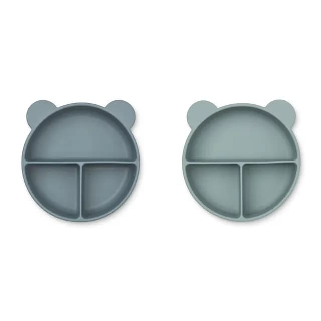 LIEWOOD Connie Facktallrik Whale Blue Mix 2-pack
