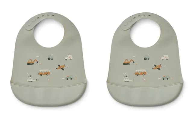 LIEWOOD Tilda Silikonhaklappar Vehicles Dove Blue 2-pack