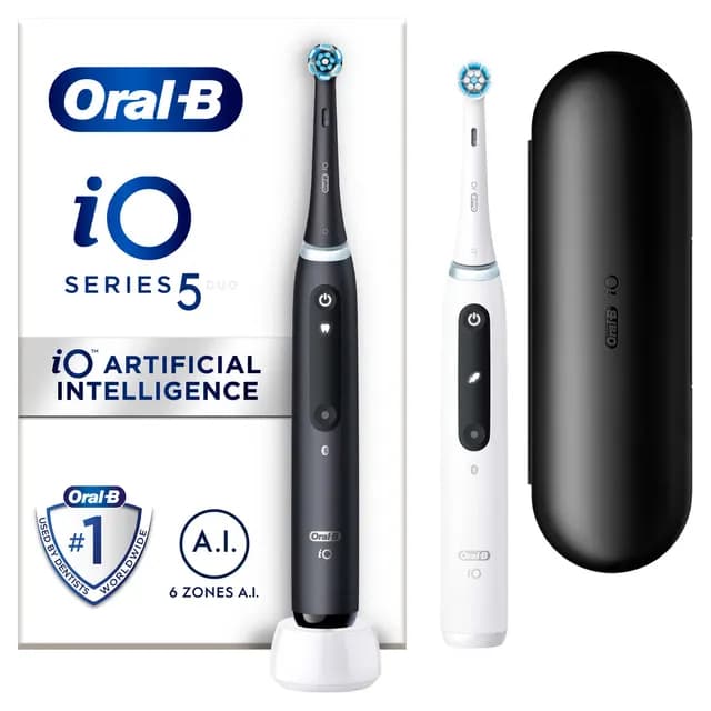 Oral-B iO 5 Svart och Vit Eltandborste 2-pack