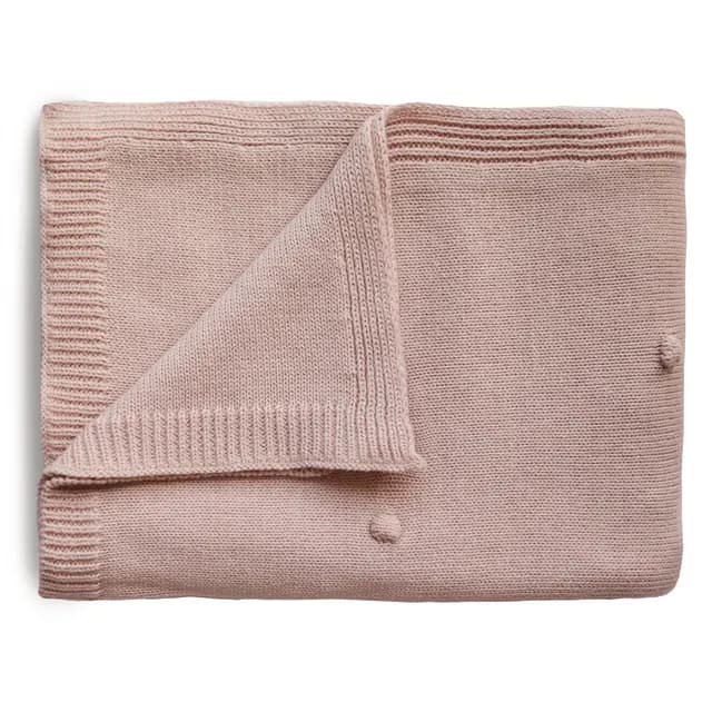 Mushie Knitted Baby Blanket Textured Dots Blush