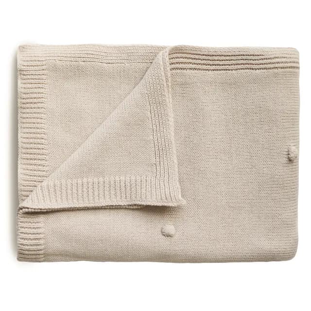 Mushie Knitted Baby Blanket Textured Dots Off White Melange