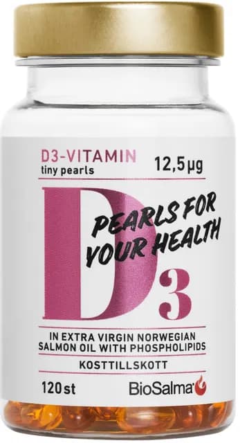 BioSalma D3-vitamin 12,5µg tiny pearls 120 kapslar