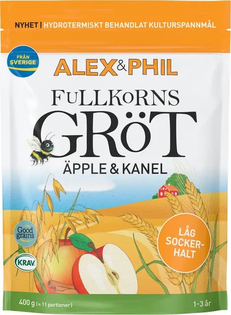 Alex&Phil Fullkornsgröt Äpple/kanel EKO 1-3 år 400 g