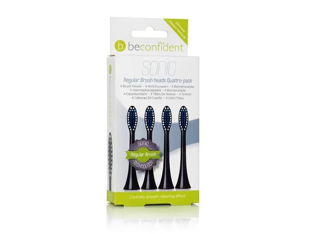 Beconfident Sonic Tandborsthuvud Regular svart 4-pack