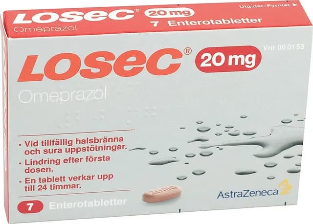 Losec enterotablett 20 mg 7 st