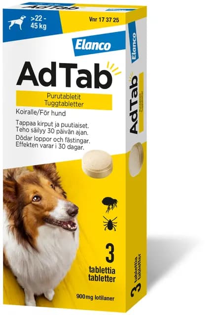 AdTab 900 mg Tuggtabletter för Hund > 22–45 kg