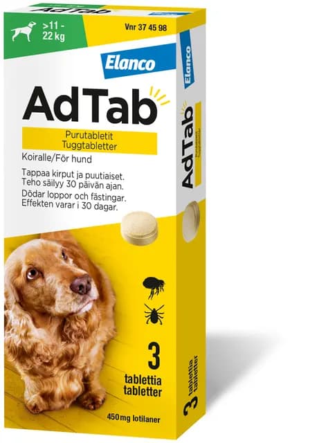 AdTab 450 mg Tuggtabletter för Hund > 11–22 kg