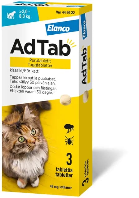 AdTab 48 mg tuggtabletter för katt > 2–8 kg
