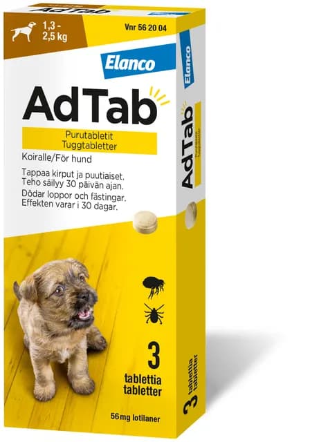 AdTab 56 mg tuggtabletter för hund 1,3–2,5 kg
