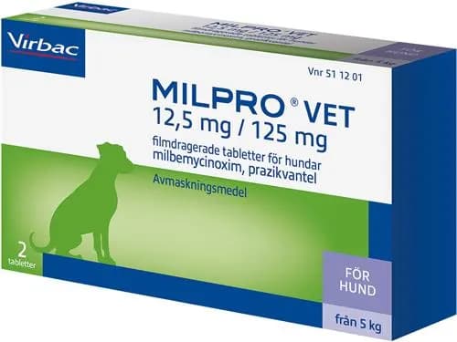 Milpro Vet 12,5 mg/125 mg Filmdragerade Tabletter för Hundar 2 st