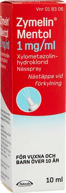 Zymelin Mentol nässpray, lösning 1 mg/ml 10 ml