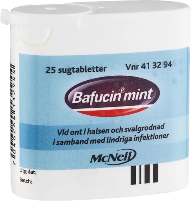 Bafucin Mint, Sugtablett 25 st