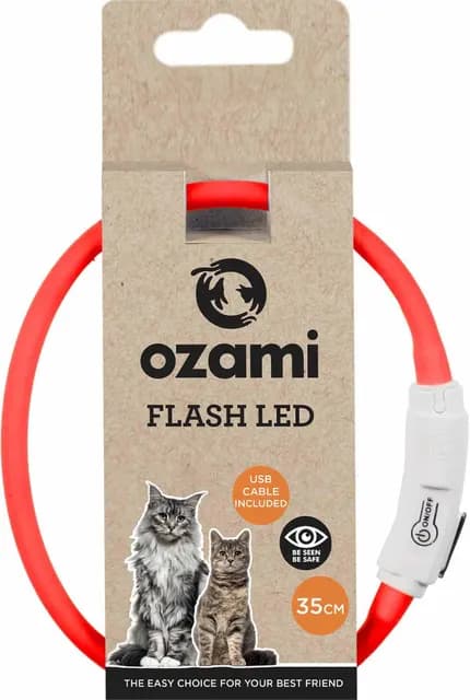 Ozami Halsband Flash LED Röd 35 cm